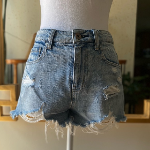 Pistola Two Tone Distressed Denim Shorts - Picture 5 of 15